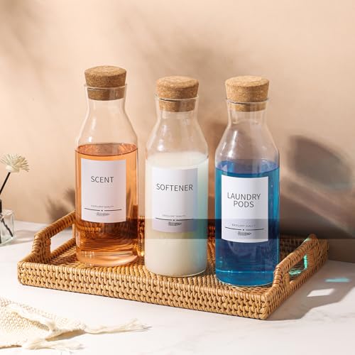 3Pack Glass Laundry Detergent Dispenser with 7Pcs Labels,40oz Liquid Laundry Detergent Dispenser,Laundry Containers for Organizing Liquid Detergent Dispenser Laundry Soap Dispenser - size: 40oz*3