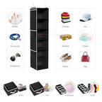 Univivi 6 Shelf Hanging Closet Organizer and Storage with 4 Removable Drawers & 6 Side Pockets,Wardrobe Clothes Organizer,Closet Hanging Shelves,Hanging Storage Organizer,Foldable