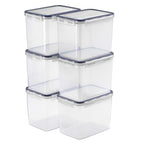 Sorbus Food Storage Containers - Pack of 6 - Air Tight, Four-Way Snap Lids Keeps Food Fresh - Store Cereal, Pasta, Flour, Nuts, Candy - Durable Plastic Kitchen Pantry Bins - size: 6 Pack