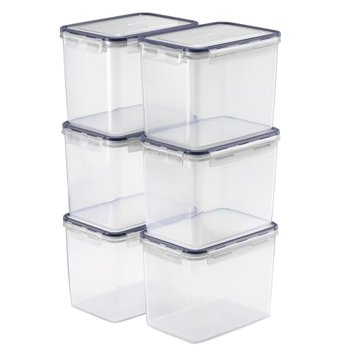 Sorbus Food Storage Containers - Pack of 6 - Air Tight, Four-Way Snap Lids Keeps Food Fresh - Store Cereal, Pasta, Flour, Nuts, Candy - Durable Plastic Kitchen Pantry Bins - size: 6 Pack