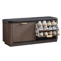 Fluted 3-Tier Entryway Shoe Bench with Drawers and Adjustable Shelves, 43.3'' Wide Shoe Storage Bench with Cushion Seat for Entrance, Hallway, Living Room, End of Bed - Espresso - size: Drawer-espresso