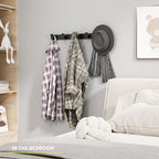 Coat Hook Wall Rack Hanger - Double Coat Rack with 5 Hooks Wall Hooks for Hanging Hat Key Bag Towel Wall Mount Coat Rack, Black 2 Packs - color: Black, size: Rectangle 5 Hooks 2 Packs