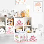 Clastyle Jungle Animal Kids Storage Cube Organizer Set Tree Closet Clothes Cube Storage Bin Nursery Toddler Toy Box Chest Boys Girls Book Shelf Basket,Pink,11.8x11.8x11.8 in - color: Pink