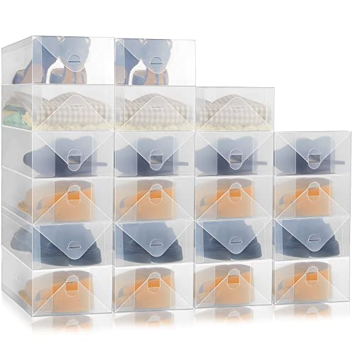 Sintuff 20 Pcs Clear Shoe Boxes Plastic Stackable Clear Shoe Storage Boxes for Women Men Ankle Boots High Heels Rooms Closet(11.8 x 7.5 x 3.7 Inches) - size: 11.8 x 7.5 x 3.7 Inches