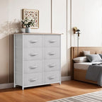 YITAHOME 8 Drawers Dresser - Fabric Storage Tower, Organizer Unit for Bedroom, Living Room & Closets - Sturdy Steel Frame, Easy Pull Fabric Bins & Wooden Top - color: Light Grey(new 2025)