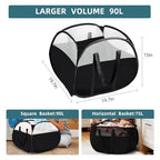 Laundry Basket with Handles 90L, Collapsible Laundry Baskets, Foldable Laundry Basket, Tear-proof Dirty Clothes Pop Up Hampers for Laundry, Bedroom, Bathroom, Dorm, Kids Room, Travel or Campout Black - color: Black