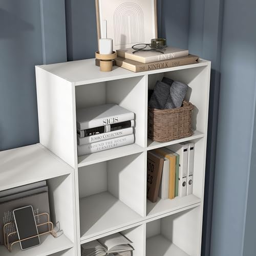 Homes: Inside + Out Apexa 4-Cube Storage Organizer Shelves, Stackable Wood Bookcase Fits Cubby Bins for Organization, Dorm Teen Room Decor & Home Office, White - color: White, size: 4-Cube