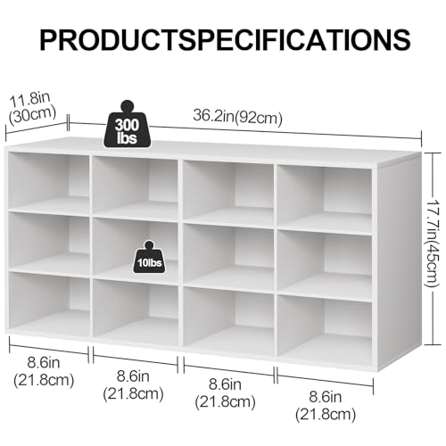Aenuert 12-Cubby Shoe Rack, 3-Tier Wood Shoe Organizer, Multifunctional Shoe Organizer Bench for Entryway, Mudroom, Hallway, Closet,36.22 * 11.81 * 17.72 Inch,White - color: White, size: 12-cube 3-tier
