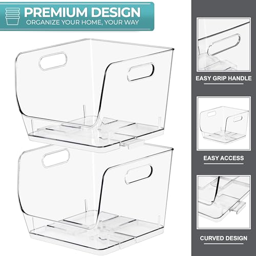 Sorbus Stackable Storage Bins Open Front, Clear Stackable Storage Bins, Pantry Bins for Storage and Organization, Acrylic Stackable Bins for Kitchen, Clear Pantry Organizer Bins (Medium Sqware 8 Pack) - size: Medium Square, style: 8 Pack