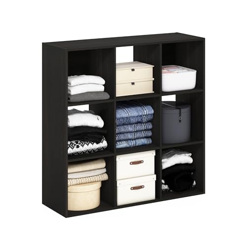 Furinno PELLI Closet Organizers and Storage, 9-Cube Closet Organizer, Open Shelf Closet Storage, for Wardrobe, Bedroom, Living Room, Espresso - color: Espresso, size: 9-Cube