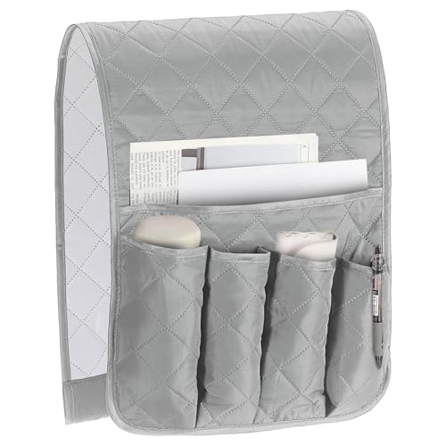 uxcell 1 Pcs Recliner Armchair Caddy, Couch Armrest Organizer with 5 Pockets for Bedside Sofa Remote Control Holders Magazine Phone Book Glasses (Gray, 35"x13") - color: Gray