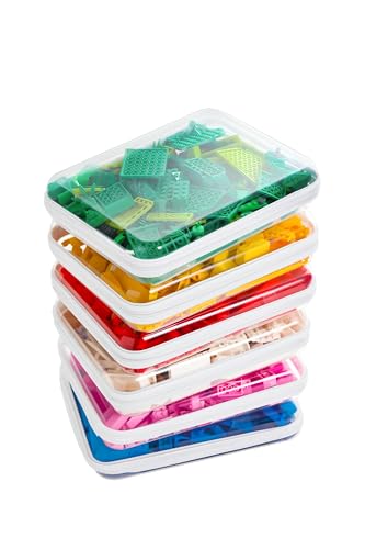 CoiiJoii Zippered Pouch Hard, Clear Zippered Hard Pouch, Stackable Storage Bins, Portable Clear Bin Zipper (White, Large-6pcs) - size: L-6PCS