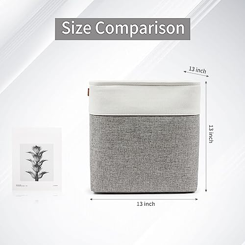 Bagnizer 13x13 Cube Storage Bins, Collapsible Fabric Storage Box, 4 Pack Closet Baskets with Handles for Organizing, Shelf, Toys, Clothes, Home, Office, Nursery (Grey&White) - color: Gray / Off-White, size: Cube - 13"x13"x13"