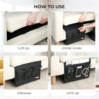 HAKACC Bedside Caddy, Remote Holder for Bed, Storage Organizer with Pockets for Bed, Sofa, Phones, Magazines, Tablets and Accessories, Black