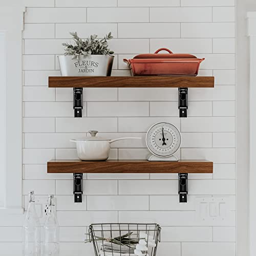 Ravinte 2 Pack 12 Inch Folding Shelf Brackets – Matte Black, Heavy Duty Collapsible Brackets for Tables and Benches – Space-Saving Design - size: 12 Inch