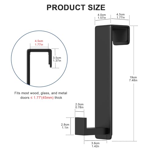 HUFEEOH Over The Door Hooks 2-Pack, Heavy Stainless Steel Coat & Towel Rack, No Drilling Scratch-Free Over Door Hanger Dorm Essentials Bathroom Accessories, Fits 1-3/4" Doors (Black) (L Shape) - color: Black, size: Fits 1-3/4" Thick Door - "L" Shape 2 Pac