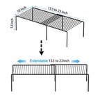 Redrubbit Expandable Metal Rustproof Kitchen Counter and Shelf Rack, 4 Piece Set of 2, Space Saver for Kitchen, Fridge, Bathroom - color: Black
