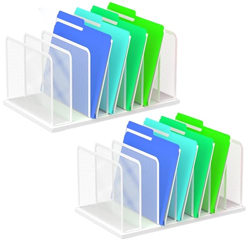 Kuntine.B Desk File Organizer Upright Mesh Desktop Organizer File Sorter Office Organization File Holder for Home, Office & Classroom (White, 2 Pack 7-Section) - color: White, size: 2 Pack 7-Section