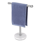 Hand Towel Holder Stand with Heavy Marble Base, T-Shape Towel Rack, Free-Standing for Bathroom Vanity Countertop, 304 Stainless Steel (Brushed Silver) - color: Brushed Nickel