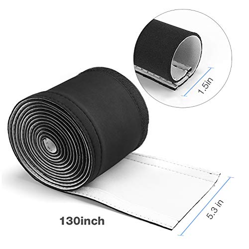 JOTO 2 Pack Cable Management Sleeve, 130" Cord Organizer System with Hook&Loop for TV Computer Office Home Entertainment, Flexible Cable Sleeve Wrap Cover Wire Hider System -Black, 2 Large - color: Black, size: 2 Pack, 130 Inch