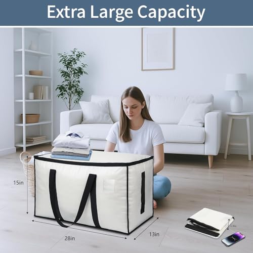 6 Pack-Extra Large Heavy Duty Moving Bags - Waterproof Storage Totes with Handles & Zippers, Foldable for College Dorm, Storage (Clear) - color: Clear, size: 6