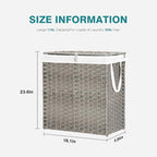 DUMOS Wicker Laundry Basket with Lid, 110L Woven Laundry Hamper with Handles, Foldable Rattan Clothes Hamper with Removable Liner & Sturdy Steel Frame, Dove Gray - color: Dove Gray, size: 110L
