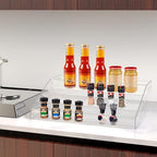 PMMASTO Widen Tiered Spice Rack, Seasoning Organizer, Clear Acrylic Vertical Shelves Can Organizer for Countertop, Cabinet, Pantry, Kitchen Organization and Storage - 3 Tier - size: Widen 3 Tier - inner width 3''