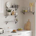 DINZI LVJ Long Shelf, 31.5 Inch Large Wall Mounted Shelves Set of 2, Easy-to-Install, Display Ledges with Sturdy Metal Brackets for Living Room, Bathroom, Bedroom, Kitchen, Laundry Room, Gray Wash - color: Grey Wash, size: 31.5 Inch