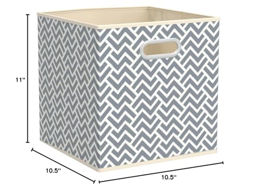 Amazon Basics Collapsible Storage Bins with Handle, Space-Saving, Breathable Cube Organizer, 10.5" x 10.5" x 11", Chevron Grey, 6-Pack - color: Chevron Grey, size: 6-Pack