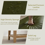 HUIMO Entryway Shoe Bench with Cushion, End of Bed Bench,Upholstered Bench for Kitchen, Bench with Solid Wood Shelf, Leather Ottoman Bench for Hallway, Living Room (PU-Green) - color: Pu-green