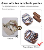 BOYATU Travel Makeup Bags Cosmetic Organizer Bag: 3 Pcs Set Large Capacity Floral Make up Bag with Compartments - Waterproof Leather Toiletry Bags with Handle for Women (19-Brown) - color: 19-Brown