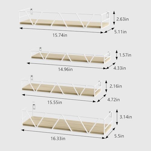 Amaoot Floating Shelves Set of 3, Home Wood Wall Shelf, Farmhouse Shelf for Bedroom, Wall Mounted Floating Shelf for Living Room, Bedroom, Bathroom, Kitchen, Office (White-4pcs) - color: White-4pcs