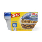 Glad GladWare XL Square Food Storage Containers with Lock Tight Lids, BPA-Free Family Size Plastic Containers for Leftovers, Meal Prep, and Freezer Storage, Dishwasher Safe, 104 Oz, 3 Count - size: 104 oz - 3 Count, style: Square