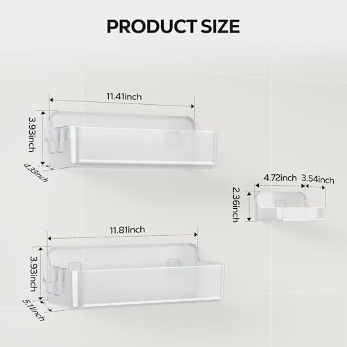 Nieifi Adhesive Wall Shelf, Shower Shelves, Shower Organizer for Bathroom Organization (A-Clear, 3 pieces) - color: A-Clear, size: 3 pieces