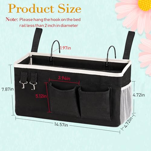 Bedside Storage Caddy/Bedside Hanging Storage Bag for Headboards Bunk Beds Dorm Rooms Book Phone Magazine Holder (Black) - color: Black