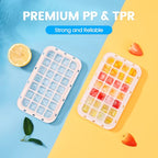 PHINOX Ice Cube Tray with Lid and Bin, Ice Trays for Freezer, Flexible Ice Cube Trays, Making 56 pcs Ice Cubes, Chilling Cocktail, Whiskey, Coffee, with 2 trays, Ice Container, Scoop&Cover, BPA Free - color: Pink, size: 0.8"-2tier