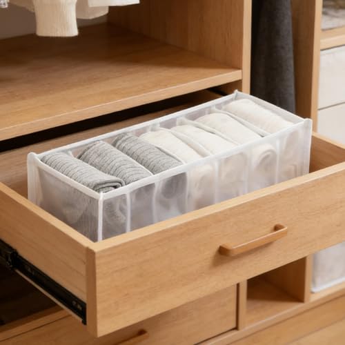 2 Pcs Underwear Storage Box Drawer Underwear Organizer Lingerie Organizer Compartment Storage Box for Wardrobe Drawer Use(White) - color: White-2pc