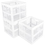 Eslite 3-Pack Collapsible Plastic Storage Crates,Foldable Crates for Storage,16L (White) - color: White