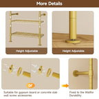 H6 Wall Mounted Closet System, Industrial Pipe Clothes Rack Clothing Racks with 6 Telescopic Rods & 3 Fixing Rods & 9 Shelves, Heavy Duty Closet Organizers and Storage in Wardrobe Closet (Gold) - color: Gold