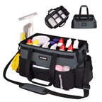 JKAOO Large Wearable Cleaning Caddy Bags,Cleaning Supplies Storage Bag with Handles and Adjustable Shoulder Strap and Removable Waist Straps,Waterproof Cleaning Bags for Home,Car,Office (Gray) - color: Gray