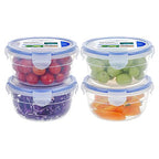 KIGI 4 PACK 20oz Plastic Round Bowls with Lid Leakproof Food Storage Container Set Small Meal Prep Containers Bento Box - size: 2.5 cup (8-Piece)
