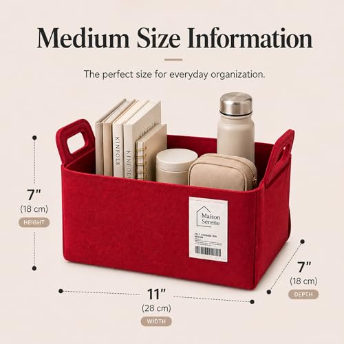 Felt Storage Bin - Foldable Fabric Storage Basket with Handles, Multi-Purpose Storage Organizer for Shelves, Closet, Toys, Clothes, Blankets, Bedroom, Living Room & Nursery, Charcoal, Medium - color: Charcoal, size: M