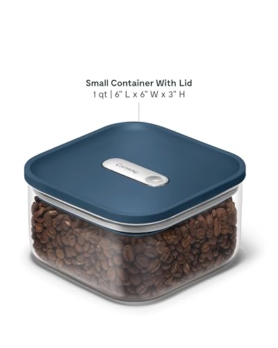 Caraway 1qt Glass Airtight Food Storage Container with Lid – Non-Toxic, BPA-Free Kitchen Storage Container – Stackable, Space-Saving Airtight Container for Dry Goods and More - Navy - color: Navy, size: 1qt Container