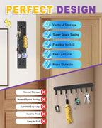 UCEC Vertical Key Holder Wall Mount – Solid Wood Key Rack with Hooks, Space-Saving Organizer for Entryway, Garage & RV – Easy Install, Wall Hooks for Hanging, Black - color: Black