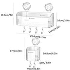 2-Pack Suction Cup Shower Caddy Set, Wall Mounted Suction Rack, Bathroom Shower Shelf Basket Set with Shower Organizer and Toothbrush Holder (No Drilling Required) - style: basket set, 2pieces