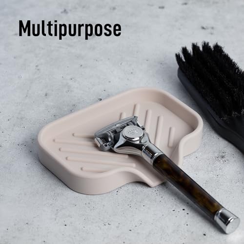 Zulay Kitchen Small Silicone Sponge Holder (4.9x3.3”) – Space-Saving Sink Organizer Tray for Sponge, Soap, Brush & More – Compact Non-Slip Dish for Kitchen & Bathroom (Ivory) - color: Ivory, size: Small (4.9x3.3)