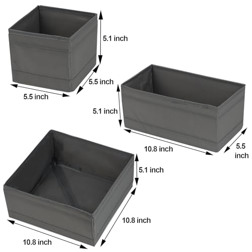Washable Cloth Drawer Organizer, Set of 4 Foldable Sock Dresser Drawer Organizers Storage Boxes, Fabric Storage Boxes Closet Cabinet Organizer for Clothes (Gray, S+2M+L) - color: Gray, size: 1S+2M+1L