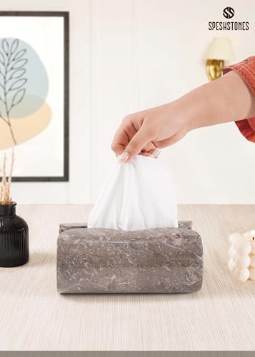 Marble Tissue Box Cover 7.5 Inch Handmade Tissue Box Holder Rectangle for Modern Bathroom Decor & Home Organizer - Decorative Facial Tissues Boxes Holder for Bedroom & Living Room - color: Oceanic
