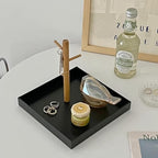 Shinpuru Key Tray & Key Bowl, Jewelry Tray with Wood 3-Tier Hanging Organizer - Multi-Functional Entryway Tray, Perfect for Key Bowl, Ring Holder, Jewelry Dish Organize (Black Square) - color: Black Square