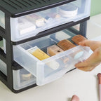 BYCY Medium 3 Drawer Plastic Clear Stacking Desktop Organizer for Office Supplies, Stackable Storage Drawers Storage Bins For Kitchen Cabinets, Pantry, Home Organization (Black, Medium 3Drawer) - size: Medium 3Drawer